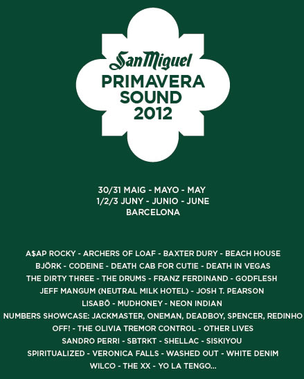 Cartel Primavera sound 2012